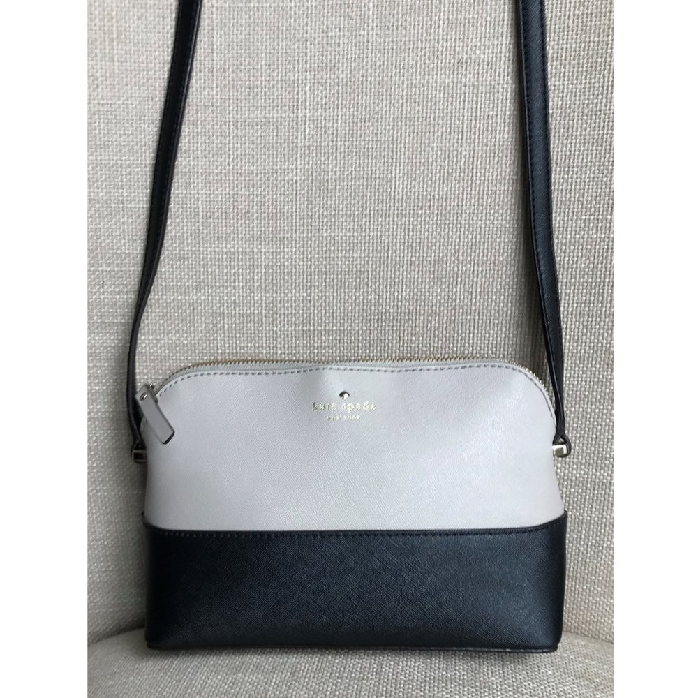 Kate Spade Black and Concrete (Off White) Genuine Leather Cross-body Bag Handbag